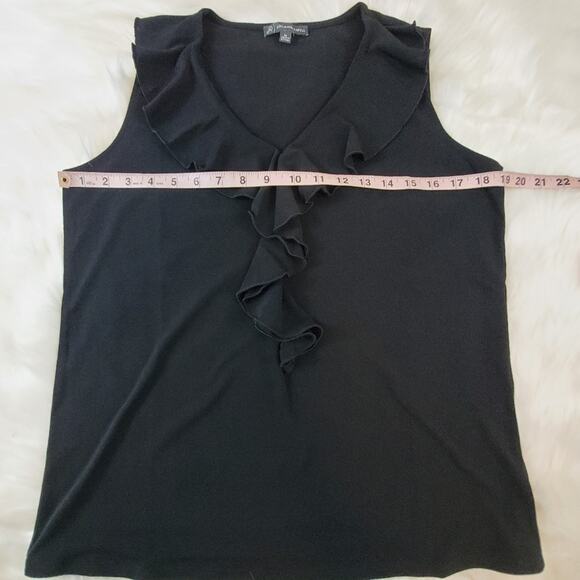 Adrianna Papell New Black Blouse Medium Black Ruffle Knit Dress Tank $49 - Picture 6 of 8